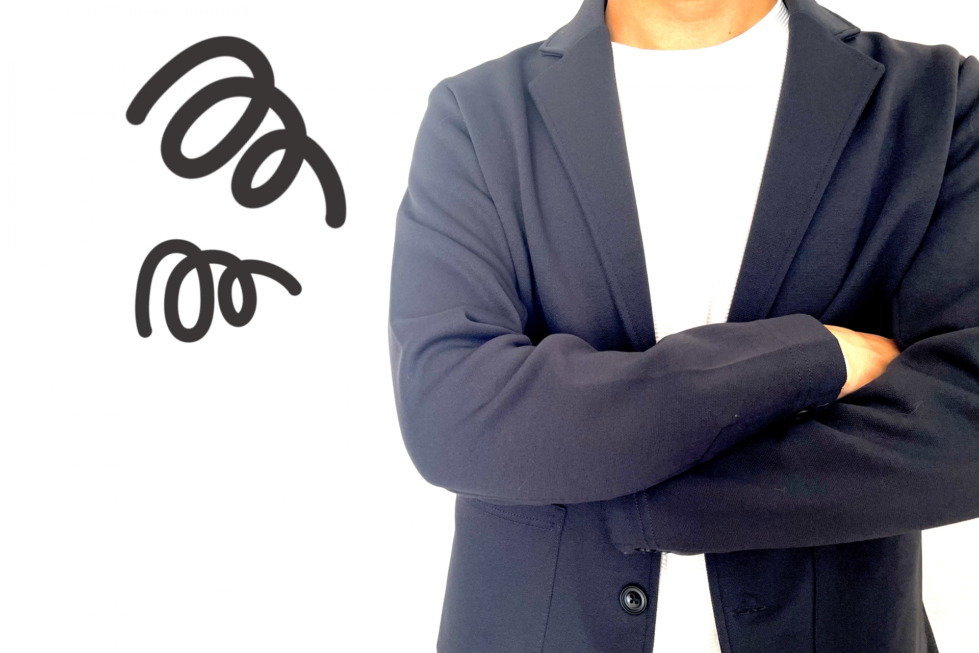 悩む若い男性の上半身と白背景