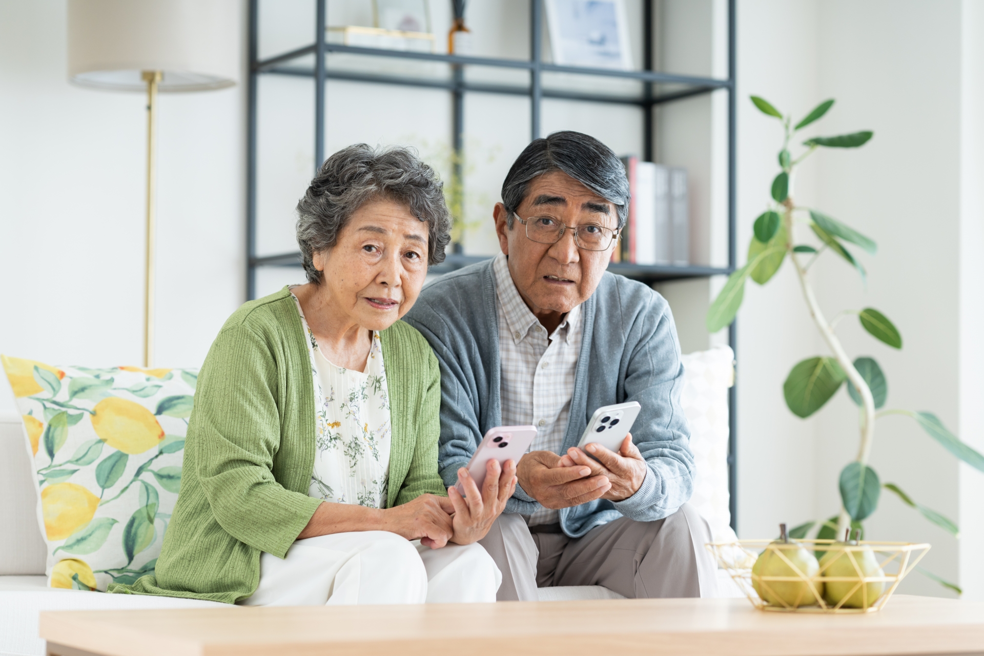 コチラを見る老夫婦