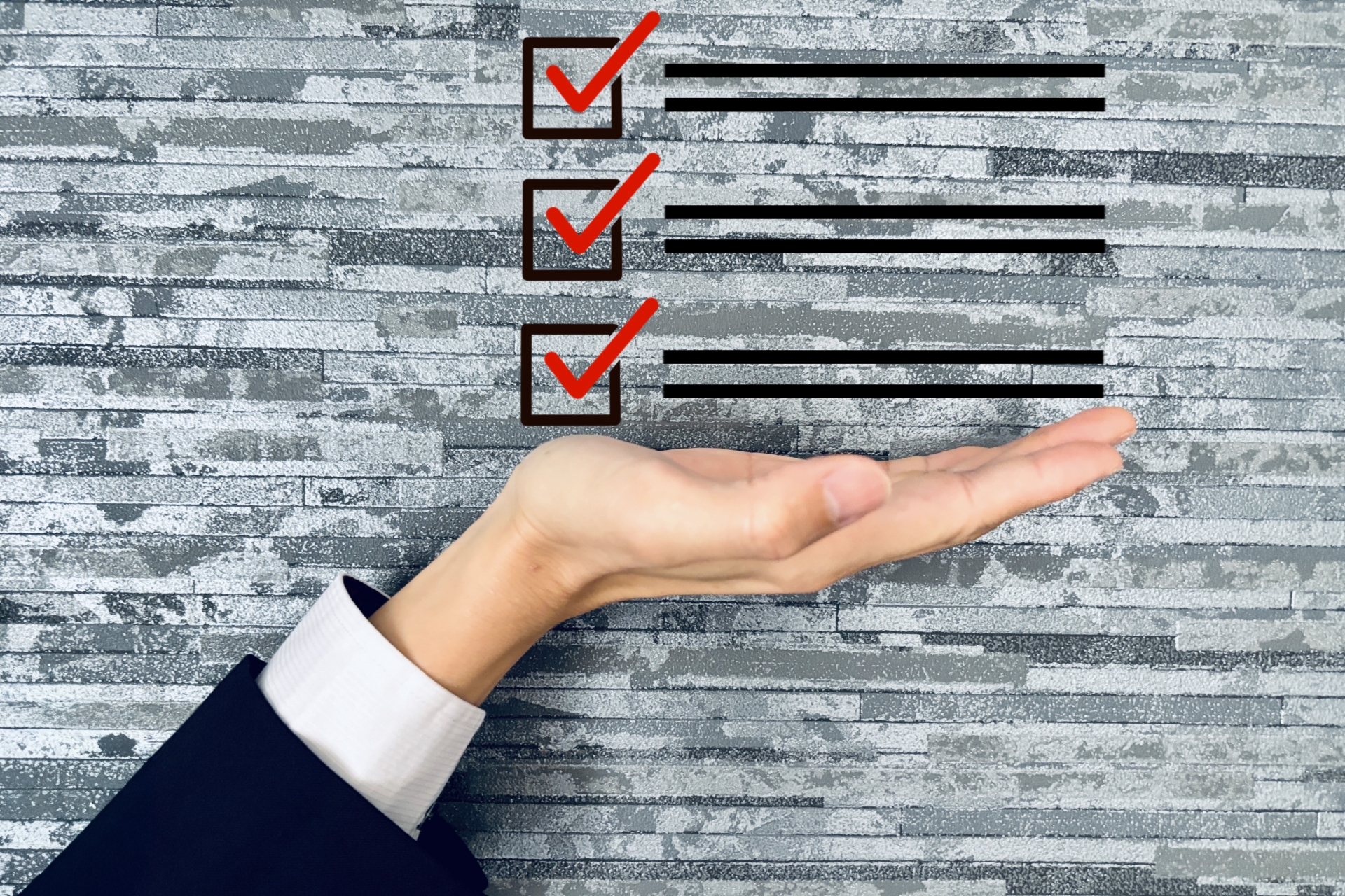 チェックボックスと男性の手