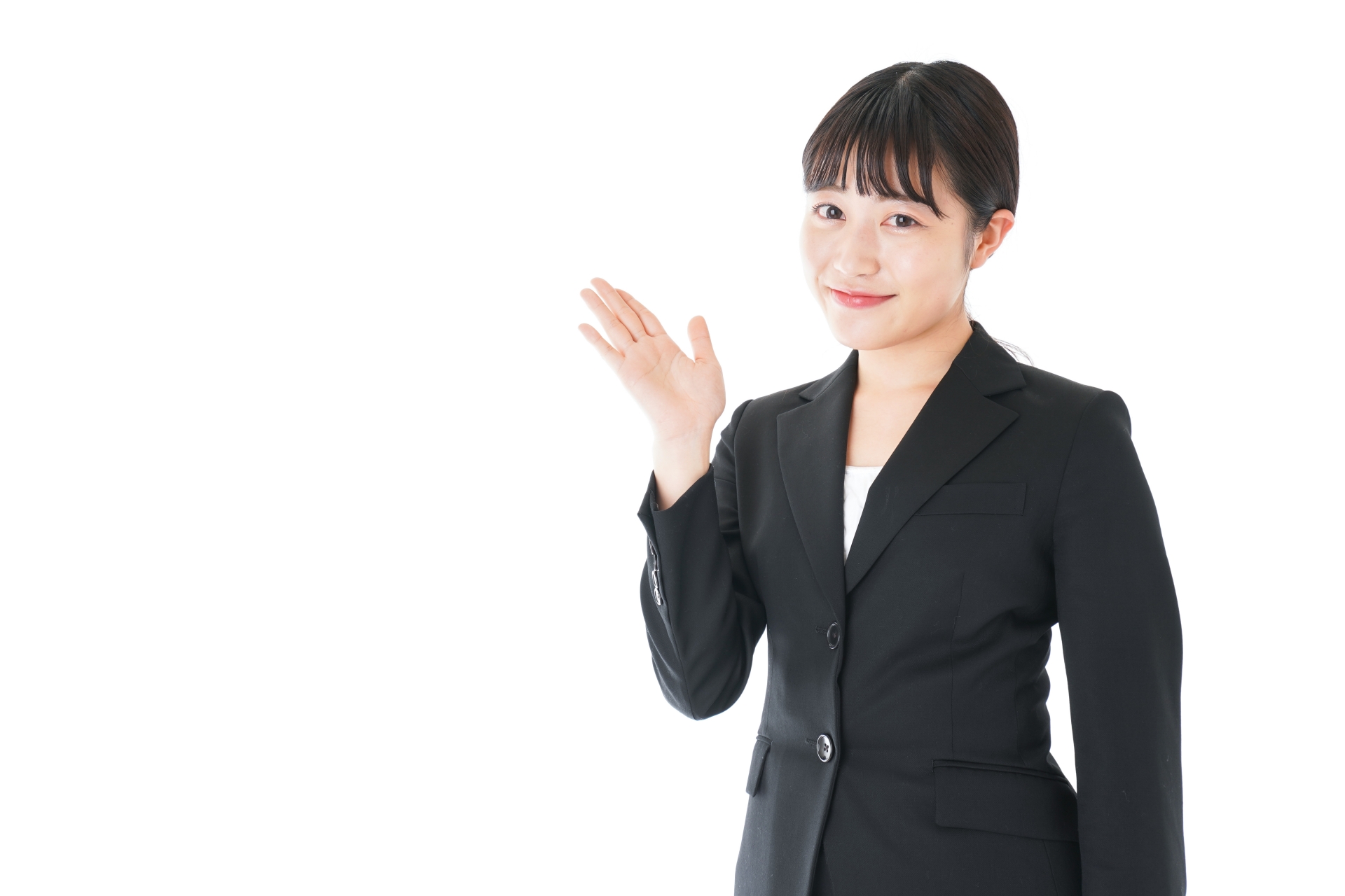 案内する女性